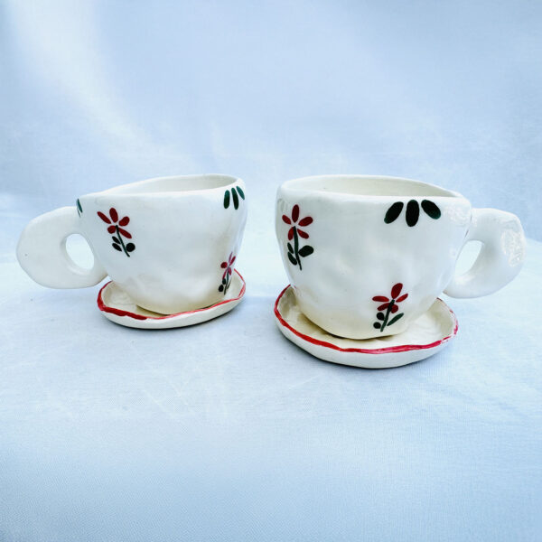 Set café Turc (Deux tasses et sous tasses) "FLORAL" – Image 2